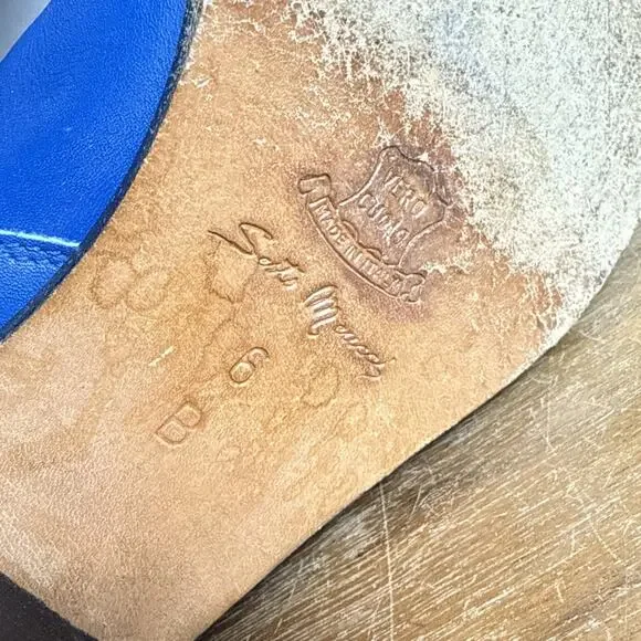 Sesto Meucci Blue Italian Leather Boots Women's 6 Western Style Cowgirl Cowboy - Picture 10 of 12